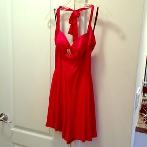 ADORABLE RED HALTER SKORT PARTY DRESS!