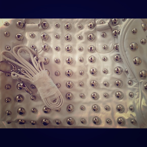 Studded white handbag