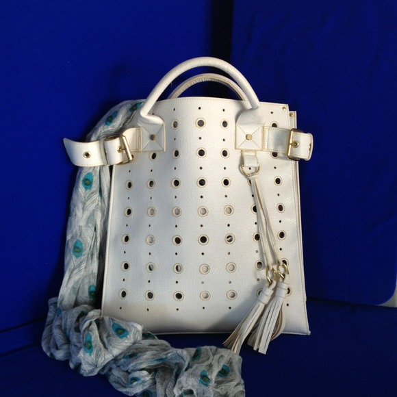 White leather tote
