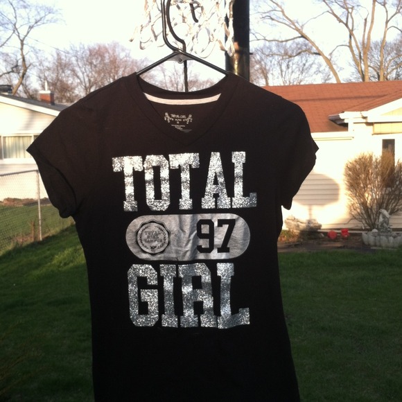 Black "total girl" t-shirt with bling