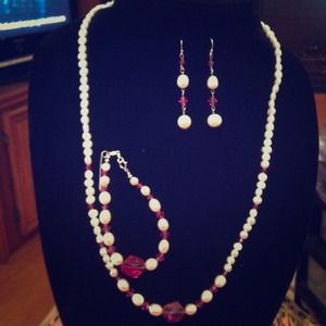 Pearls, Swarovski crystal,sterling silver