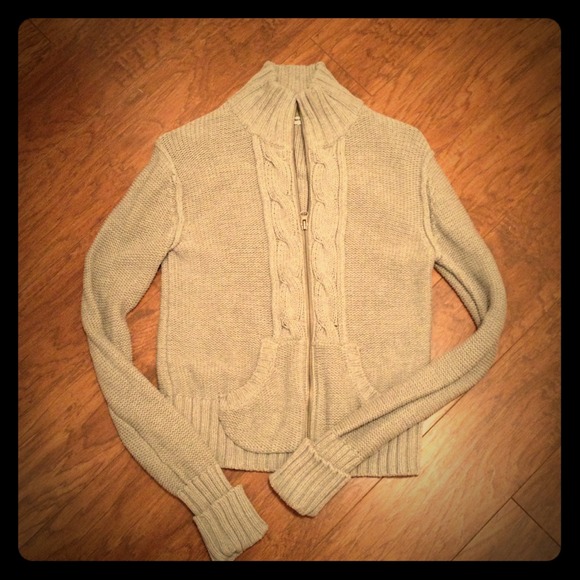 Gray cable knit zip up - old Navy