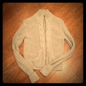 Gray cable knit zip up - old Navy