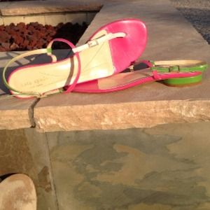 KATE SPADE pink/green/white sandals size 8 1/2.