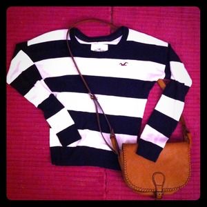 Navy blue and white striped HCO sweater
