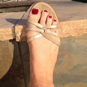 ON HOLD - J Crew gold sandals.