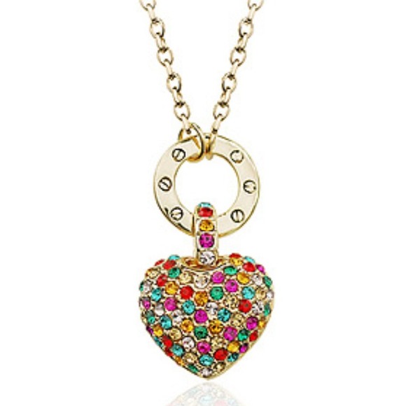 Jewelry - Multi-color Pave Heart Pendant
