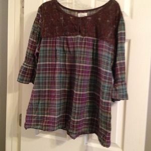 Cute lace plaid shirt