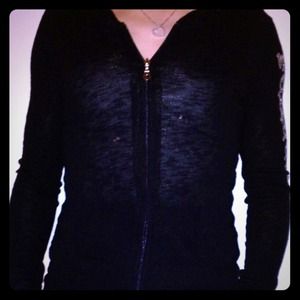 Black see-through angel hoodie.