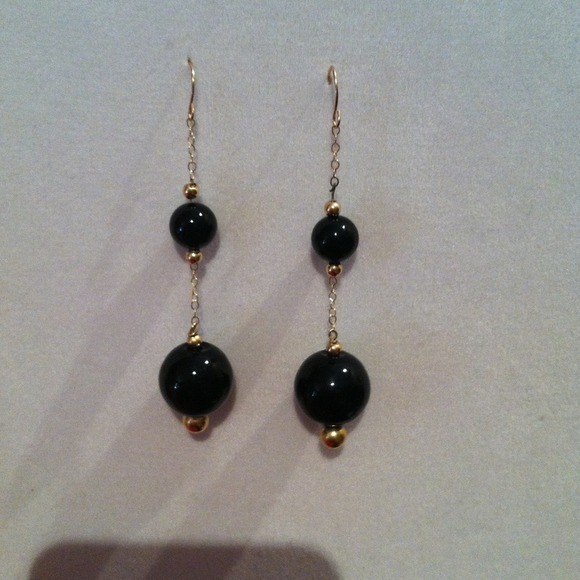 Onyx earrings on 14k gold