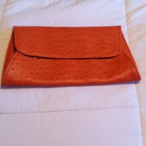 🔴SOLD🔴Orange faux ostrich purse