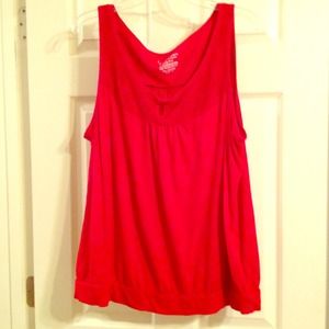 ⭐Sold⭐Red top with lace yoke