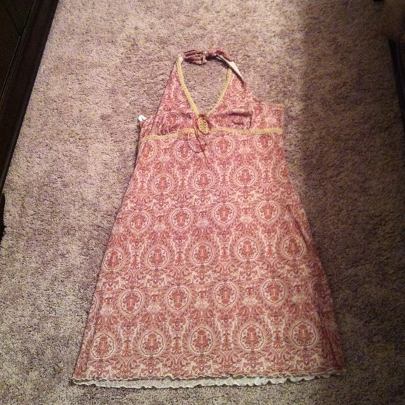 Cute little brown halter dress with lace up detail