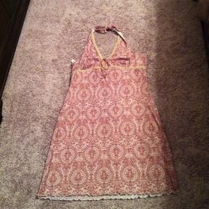 Cute little brown halter dress with lace up detail