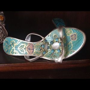 Giuseppe sandals with turquoise and crystals