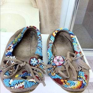 Beaded moccasin made by Chiaz Navaho silversmith