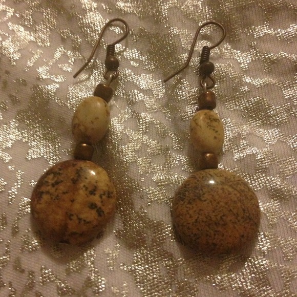 Copper and stone earrings