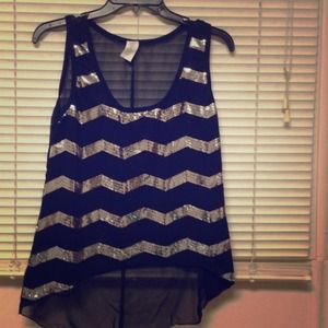 High low chevron striped tank