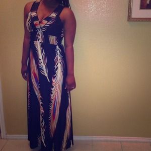 Feathered maxi dress