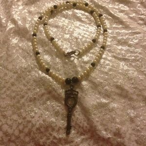 Bead and skeleton key necklace