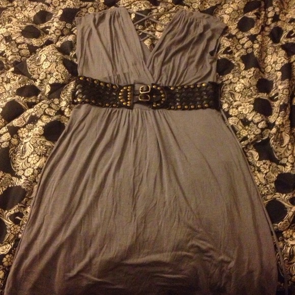 Grey sinch waist dress