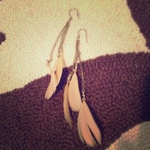 Feather drop earrings