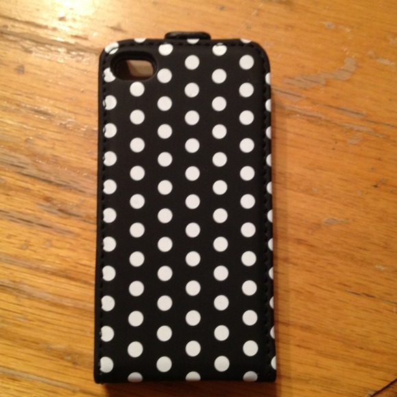 iPhone 4/4s black with white polka dot NEW