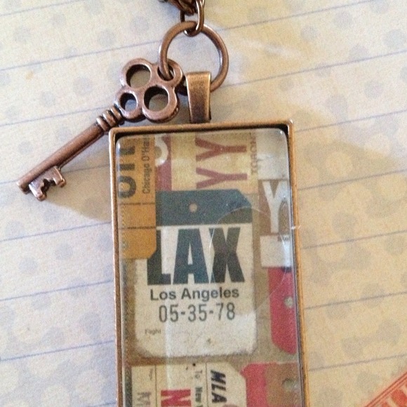 Rectangle glass tile DESTINATION necklace NEW