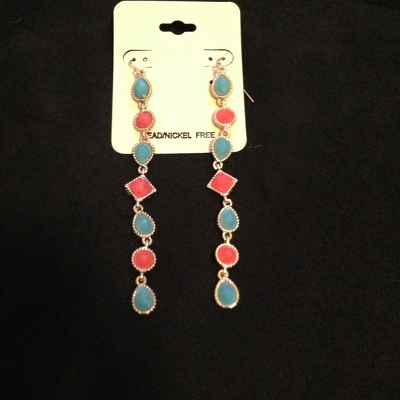 Turquoise and coral earrings