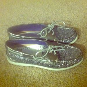Silver sequin Sperrys!