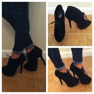 Black suede booties