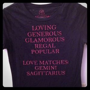 -Express Horoscope BlackRed burnout tee; and bra