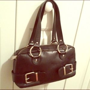 Banana Republic black patent leather handbag