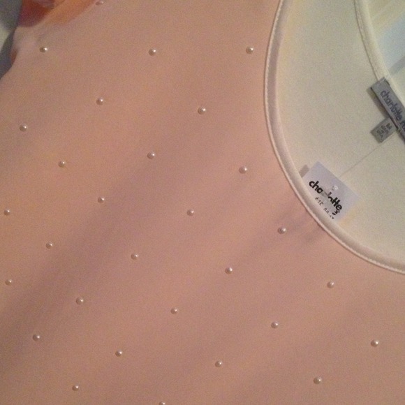 🚫Sold🚫Charlotte Russe pretty pink top w pearls - Picture 1 of 4