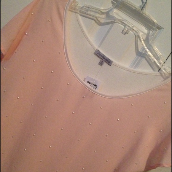 🚫Sold🚫Charlotte Russe pretty pink top w pearls - Picture 4 of 4