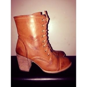 Brown leather boots
