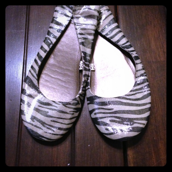 Sparkly Black & White Zebra Print Ballet Flats
