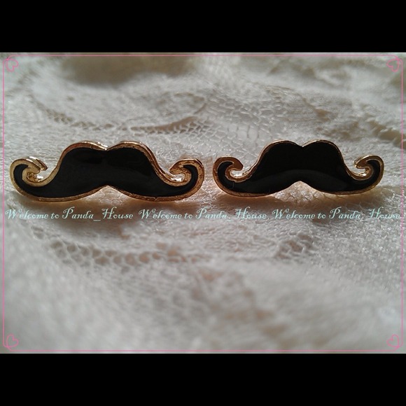 Mustache earrings.