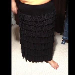 Plus size long ruffle skirt