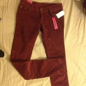 Maroon Skinny "cords" (corduroy) pants.