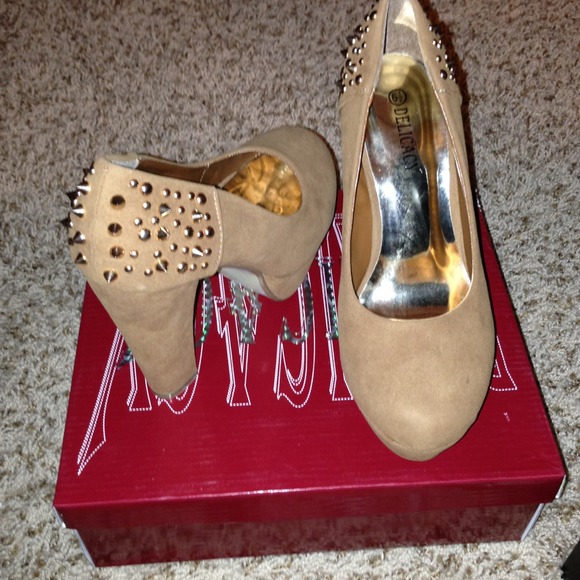 Beige high heels