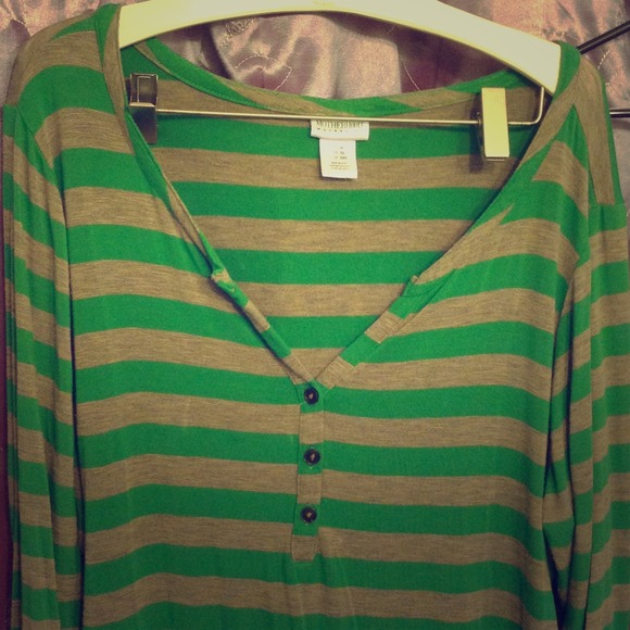 Xl green & tannish gray striped maternity top
