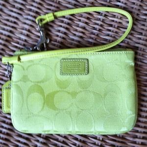 Lime green Coach wristlet