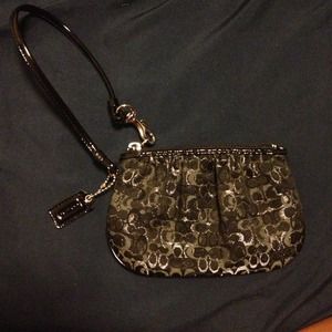 Authentic Coach black an silver wristlet