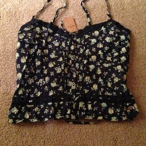 Hollister Floral navy blue Tank