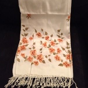 Hand-painted, pashmina scarf.