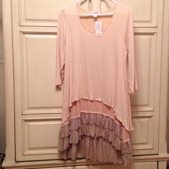 NWT pink and grey ruffle tunic