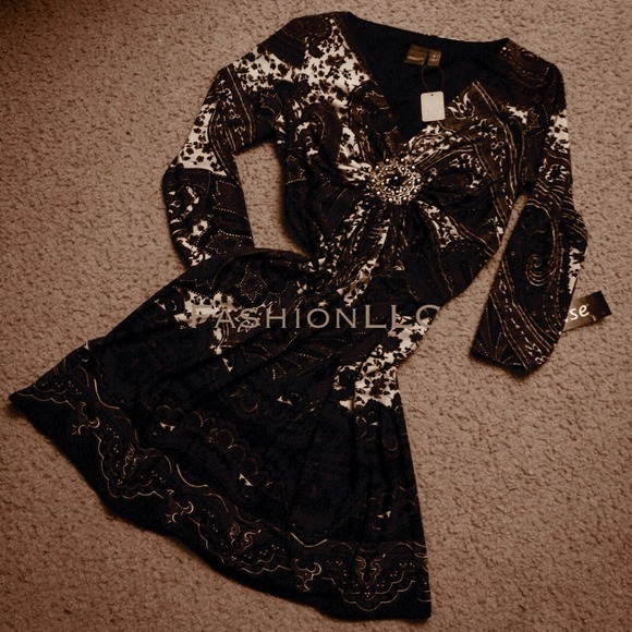 Printed Dress 3/4 Sleeves. NWT