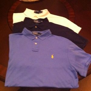 3 men's Polo shirts.