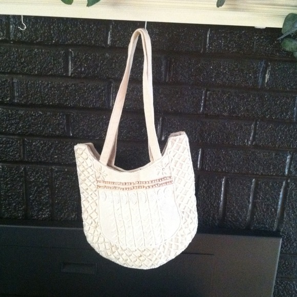 Vintage beaded canvas bag.